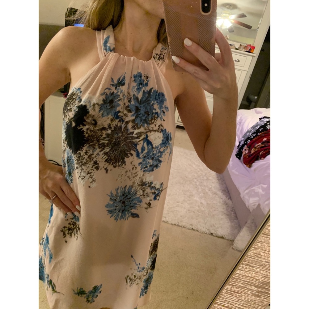 Pink Floral Halter Dress